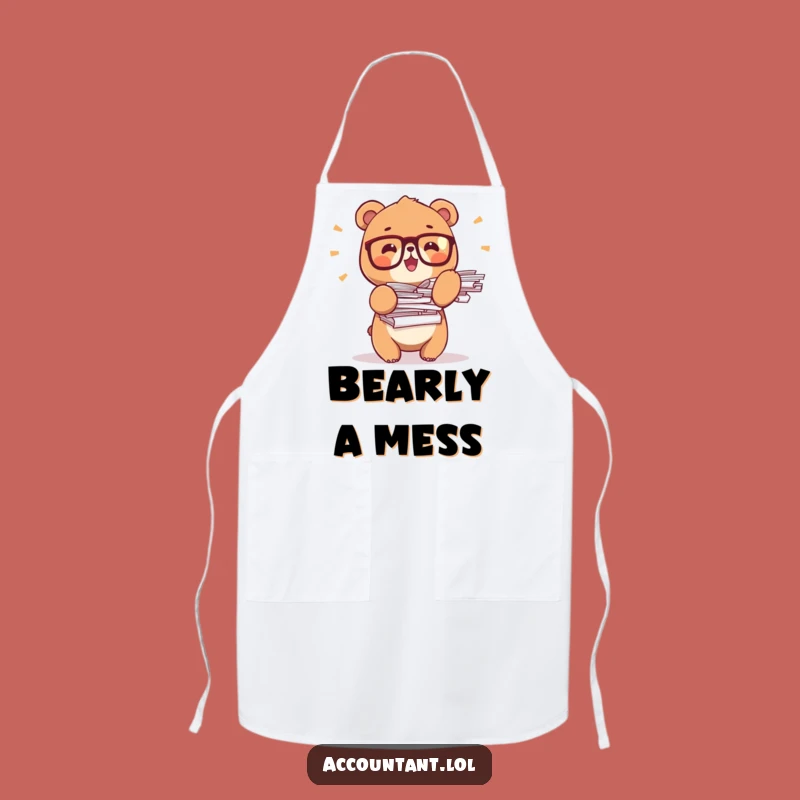 Funny Bear Office Apron: Tiny Glasses Bear Chef Wear, Ideal Gift