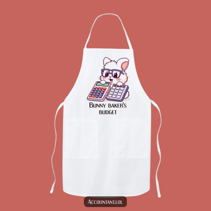 Funny Bunny Accountant Apron - Cute Glasses Rabbit Calculator Kitchen Wear