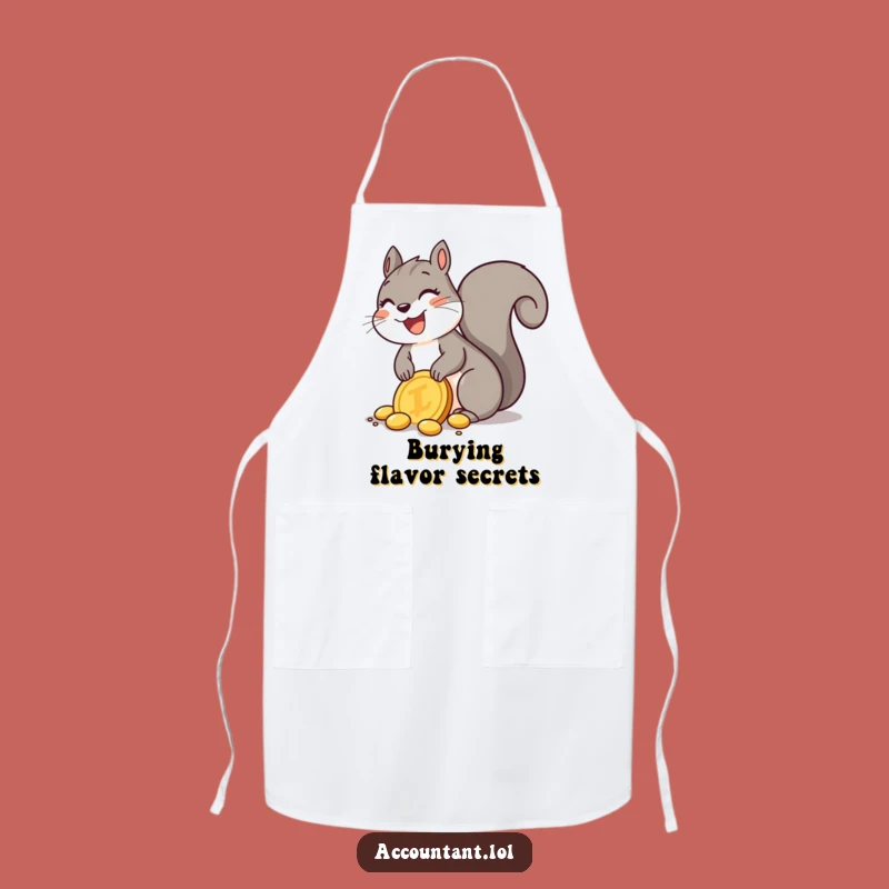 Funny Squirrel Baker Apron: Joyful Squirrel Cooking with Golden Coins
