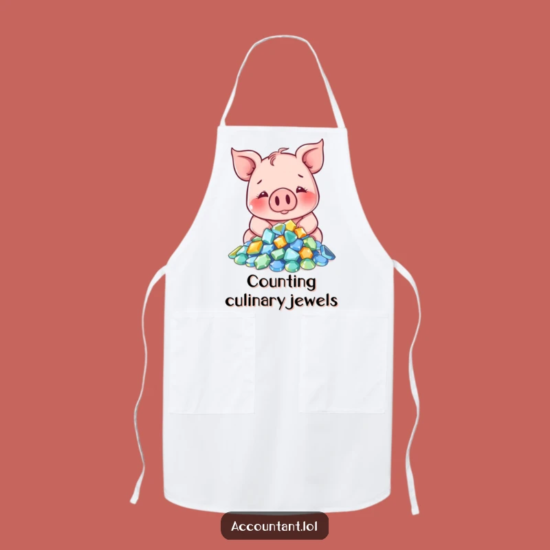 Funny Pig Chef Apron: Contented Pig Cooking with Gems