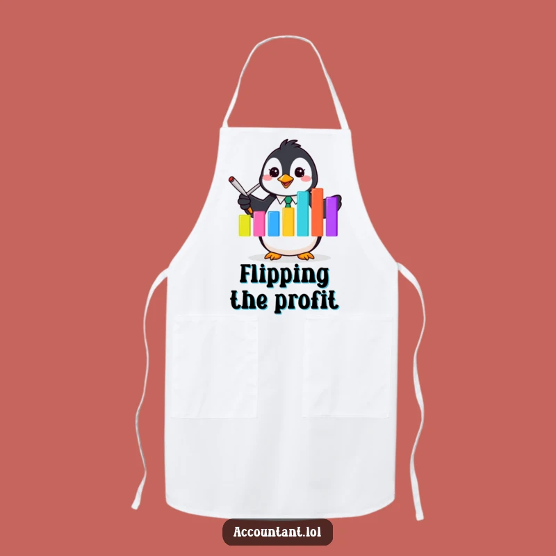 Funny Penguin Accountant Apron - Kitchen Flipper Graph Chef Gift
