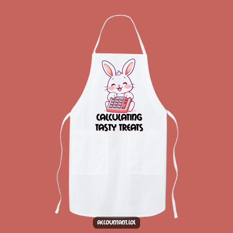 Funny Bunny Bookkeeper Apron: Cute Calculator Humor for Kitchen Fun