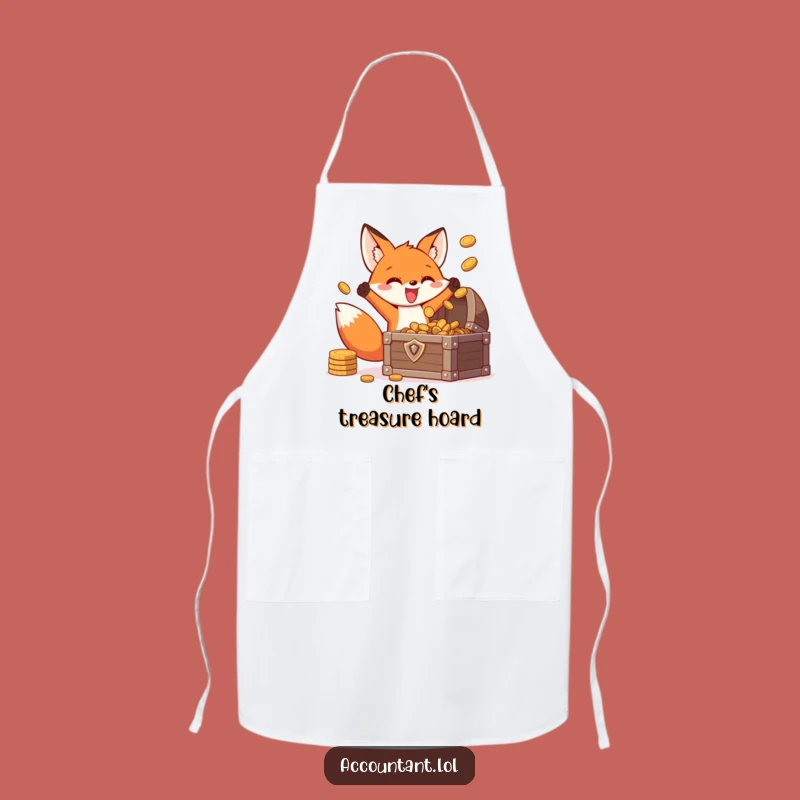 Funny Fox Treasure Apron - Quirky Energetic Coin Tossing Kitchen Wear