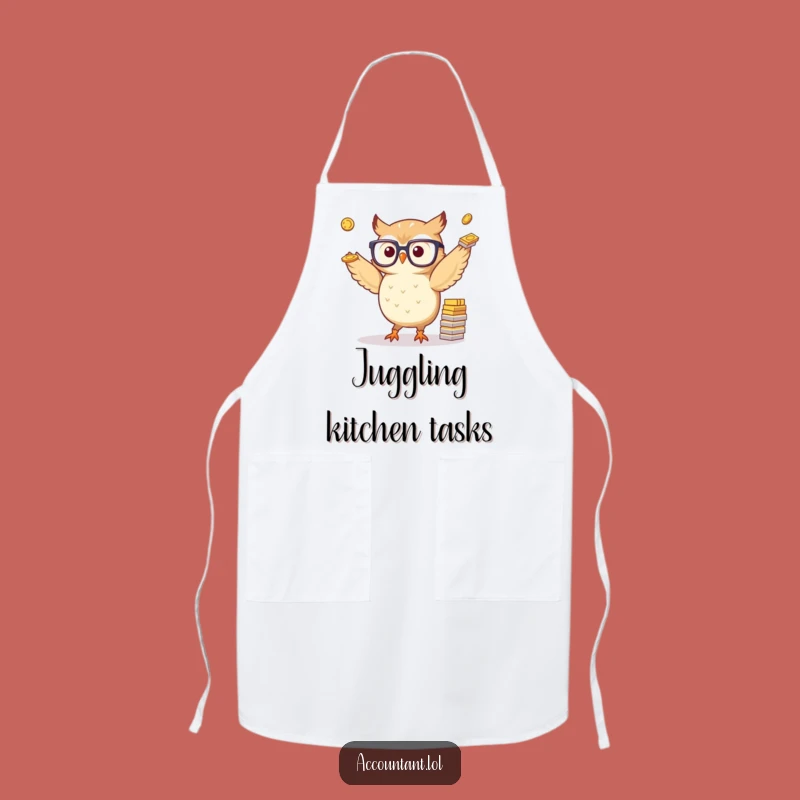 Funny Owl Juggling Coins Apron: Cook with Wise Humor, Perfect Gift