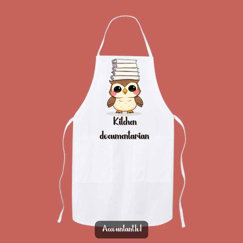 Funny Owl Paper Stack Apron: Kitchen Organization & Humor Wear