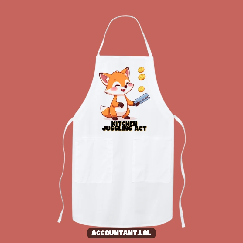 Funny Fox Juggling Apron: Hilarious Chef Gear for Busy Kitchen Maestros