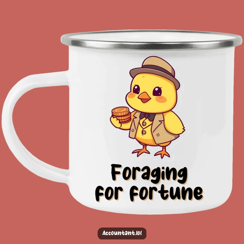 Funny Chick Investor Camping Mug - Durable Yellow Bird Cup, Hilarious Outdoor Finance Gift