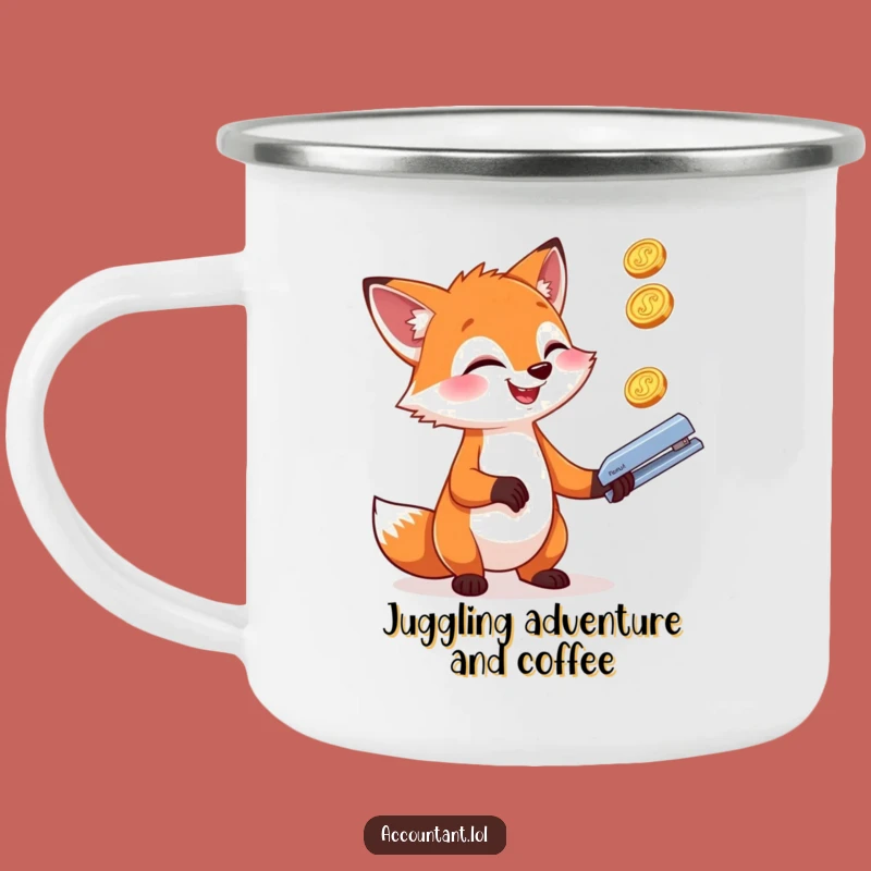 Funny Fox Juggling Camping Mug: Hilarious Outdoor Gear for Busy Explorers