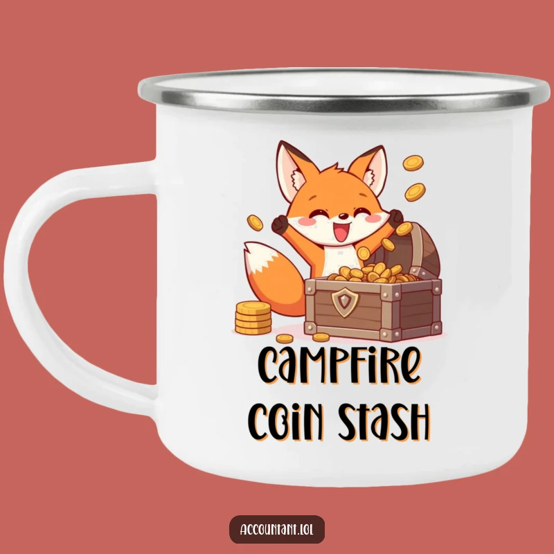 Funny Fox Treasure Camping Mug - Durable Energetic Coin Tossing Cup