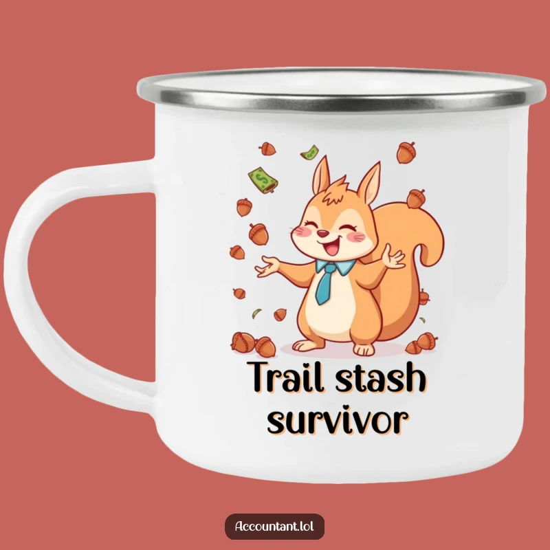 Funny Squirrel Accountant Camping Mug: Durable Acorn Currency Cup
