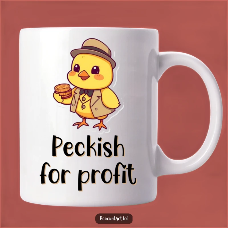 Funny Chick Investor Mug - Cheerful Yellow Bird in Suit, Perfect Gift for Finance Buffs