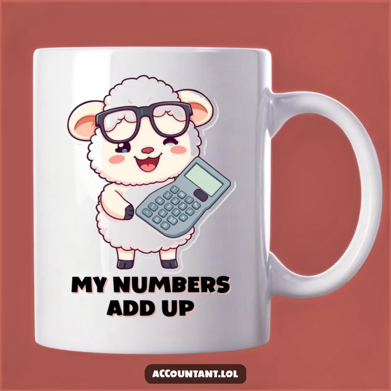 Funny Fluffy Sheep Accountant Mug: Hilarious Calculator Humor Gift for Sheep Lovers