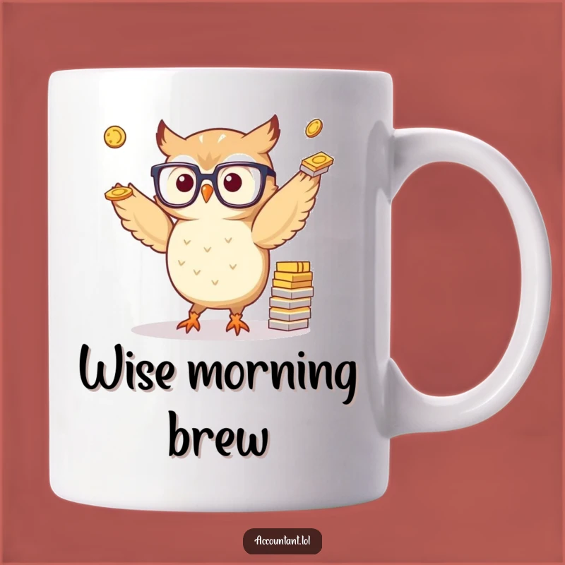 Funny Owl Juggling Coins Mug: Wise Financial Humor, Perfect Gift