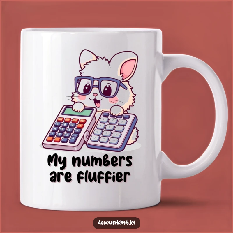Funny Bunny Accountant Mug - Adorable Glasses Wearing Rabbit Stamping Calculator Gift