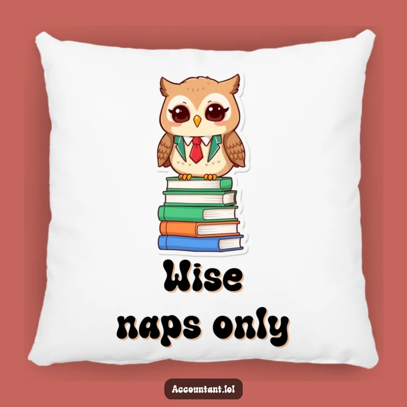 Cozy Owl Accountant Pillow - Funny Book Pile Satisfaction Cushion Gift