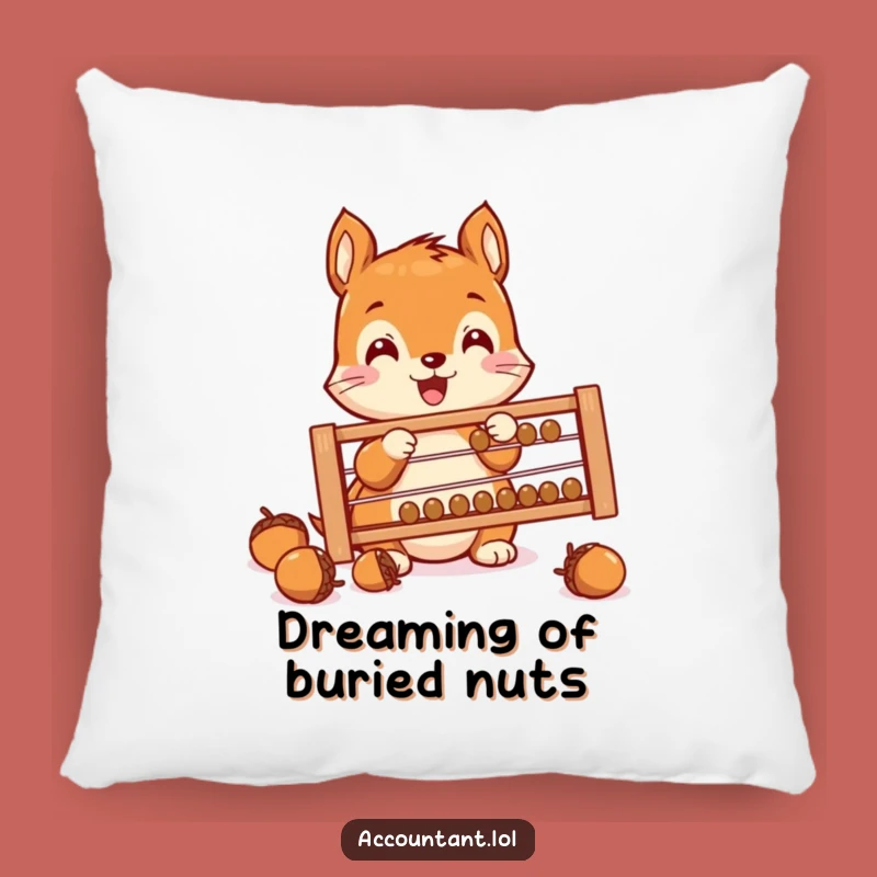 Funny Squirrel Saver Pillow: Cozy Acorn Counting Cushion for Nature Enthusiasts