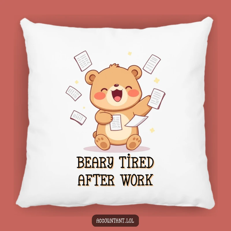 Funny Bear Analyst Pillow: Cozy Spreadsheet Juggling Cushion for Desk Buddies