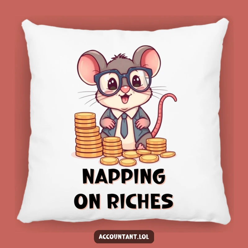 Funny Mouse Accountant Pillow: Comfy Coin Sorting Business Cushion