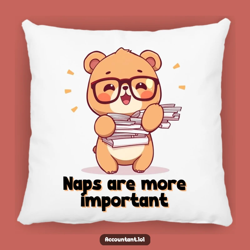Funny Bear Office Pillow: Tiny Glasses Bear Cushion, Perfect Comfort Gift