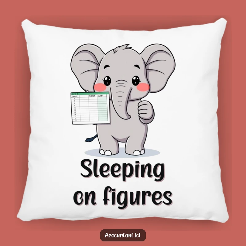 Funny Elephant Spreadsheet Pillow - Rest Your Head on Organized Humor!