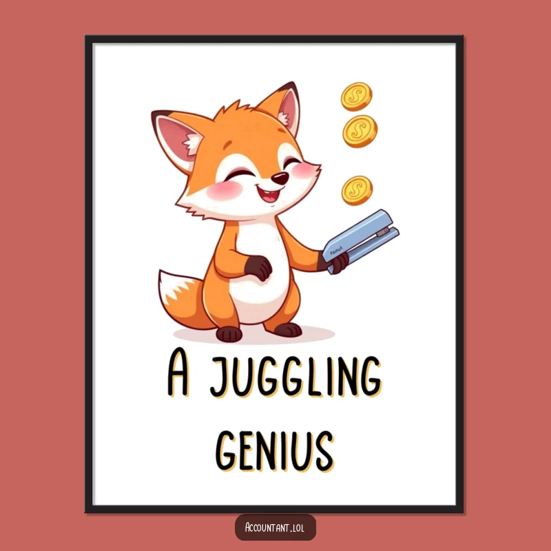 Funny Fox Juggling Digital Art: Hilarious Decor for Dynamic Spaces