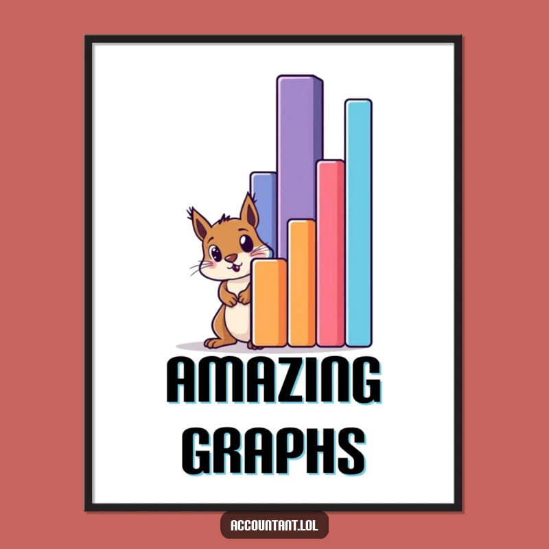Funny Squirrel Amazed by Bar Graph Digital Art - Instant Hilarious Decor