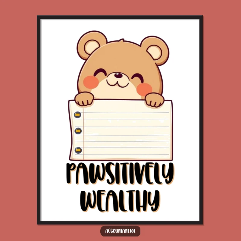 Funny Chubby Bear Accountant Digital Art: Downloadable Ledger Surprise
