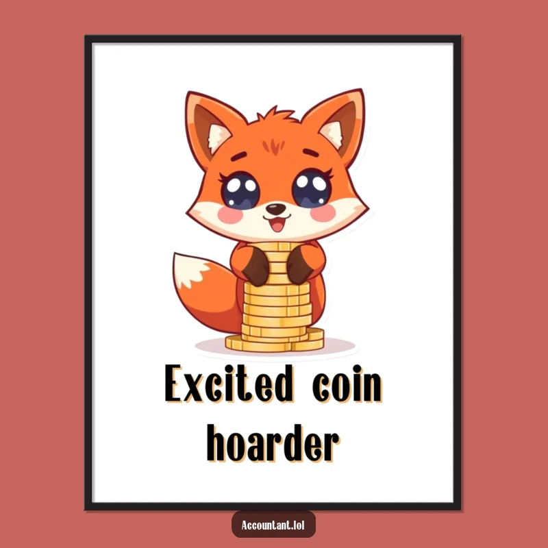 Funny Fox Tycoon Digital Art - Printable Red Fox, Instant Hilarious Wall Decor Gift