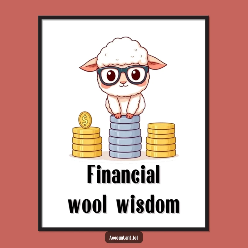 Funny Sheep Accountant Digital Art Print: Hilarious Financial Humor for Instant Download Decor