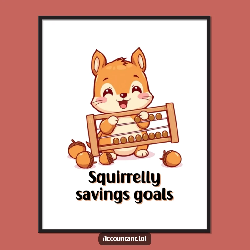 Funny Squirrel Saver Digital Art Print: Hilarious Acorn Counting Instant Download Decor
