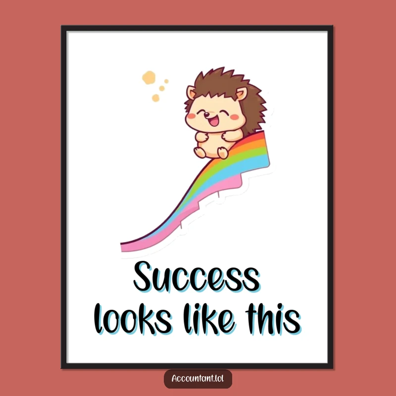 Funny Hedgehog Rainbow Chart Digital Art: Instant Joyful Decor