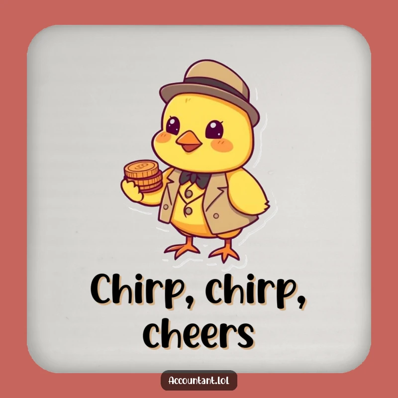 Funny Chick Investor Coaster Set - Dapper Yellow Bird Protection, Hilarious Tabletop Gift