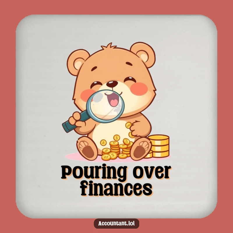 Funny Bear Cub Coin Counting Drink Coaster: Hilarious Protection for Your Surfaces