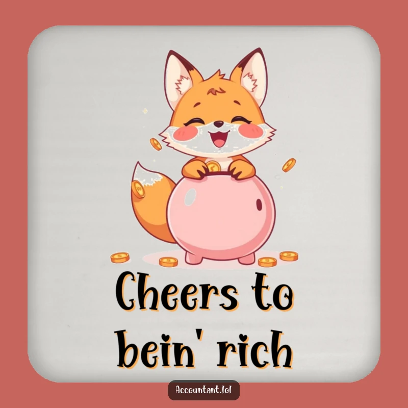 Funny Fox Piggy Bank Coaster: Saver's Spot - Gift!