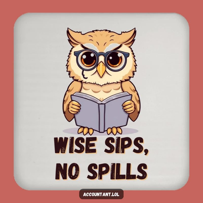 Funny Owl Scholar Coaster: Monocle Owl Decor, Ideal Gift