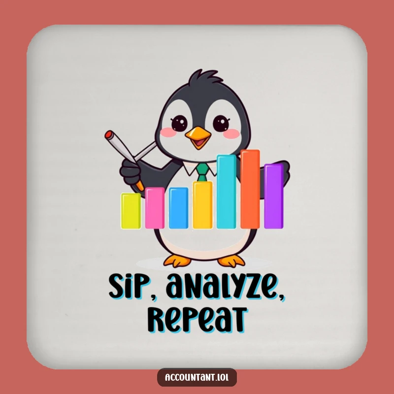 Funny Penguin Accountant Coaster Set - Flipper Graph Bar Protection Gift