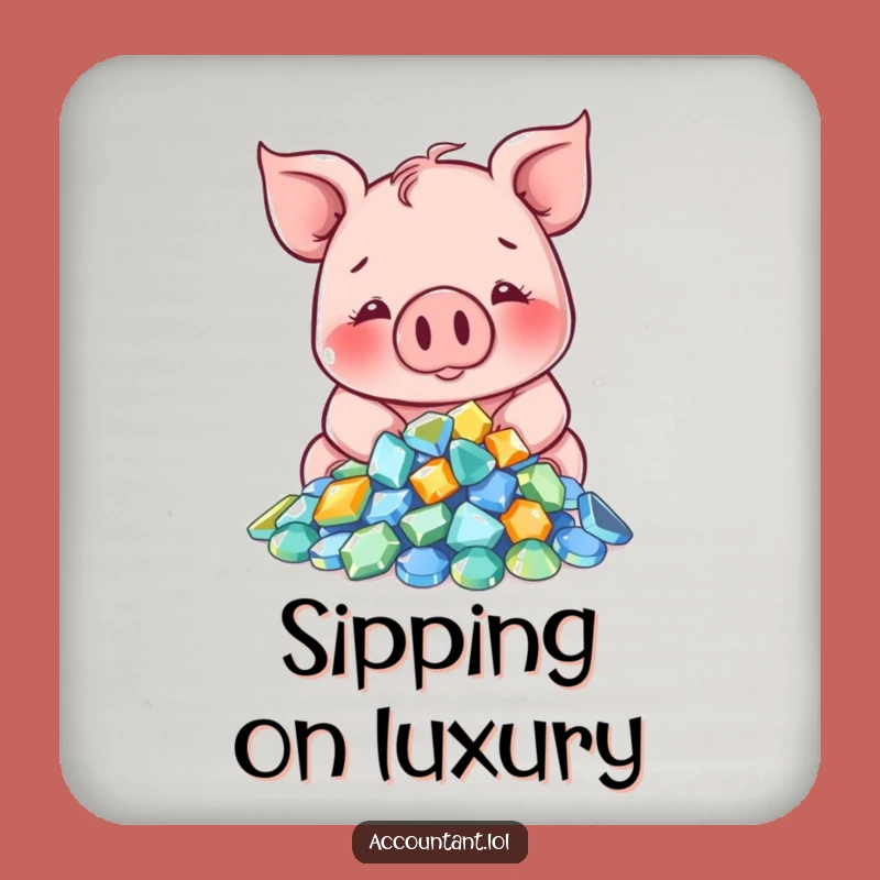 Funny Pig Gem Coaster: Protect Surfaces with Contented Pig