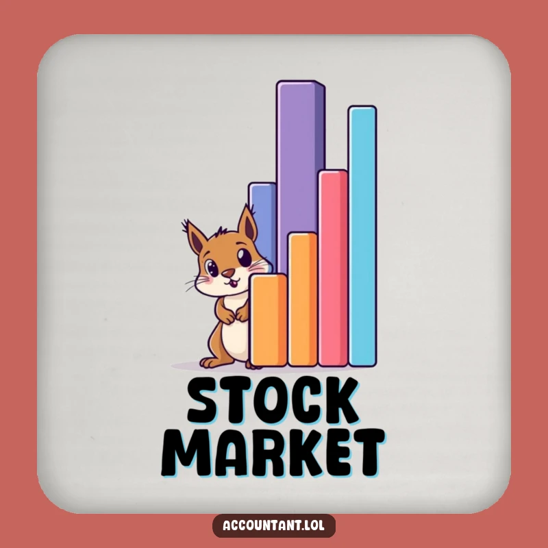 Funny Squirrel Amazed by Bar Graph Coaster Set - Protect Surfaces with Humor
