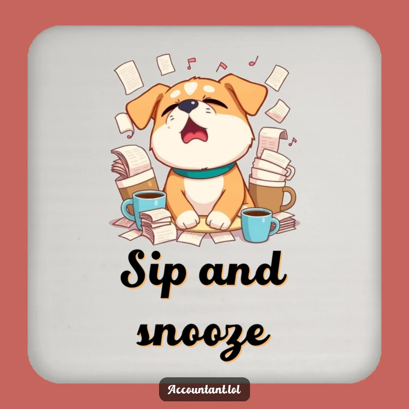 Funny Sleepy Dog Yawn Coaster Set - Protect Surfaces with Tired Humor