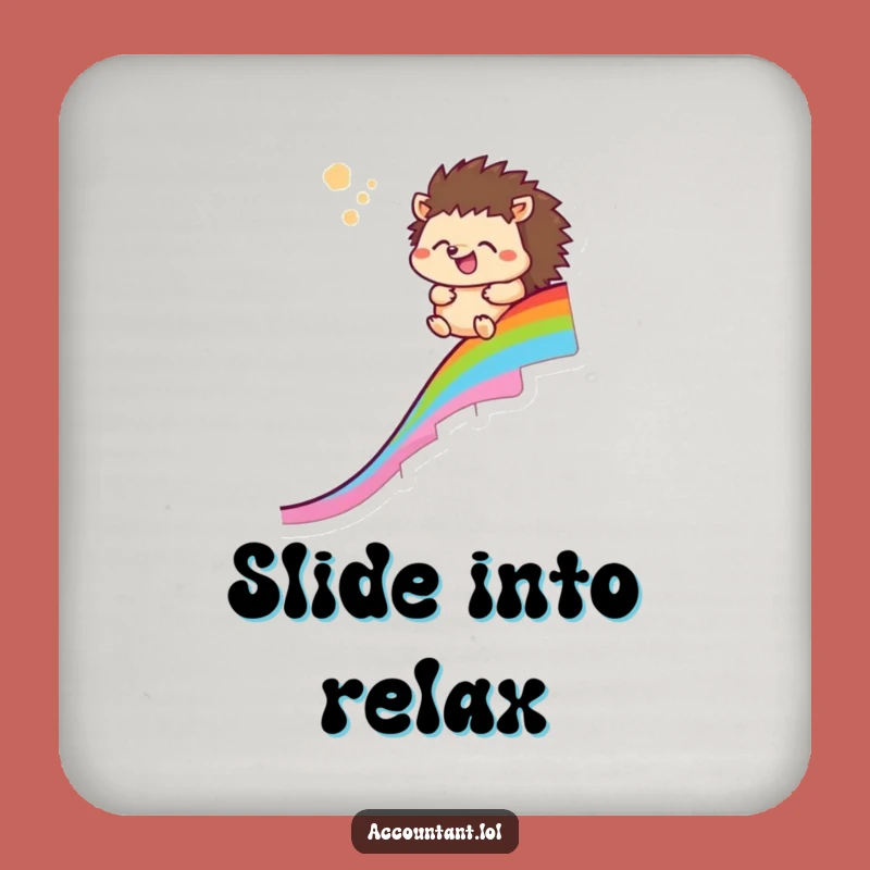 Funny Hedgehog Rainbow Chart Coaster: Protect Surfaces in Style