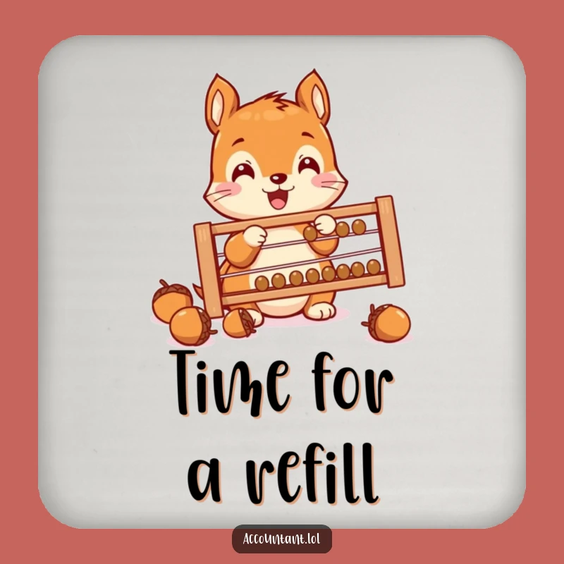 Funny Squirrel Saver Drink Coaster: Chic Acorn Counting Humor for Table Protection