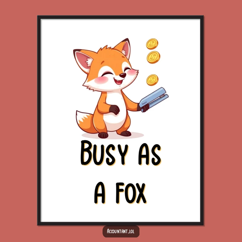 Funny Fox Juggling Poster: Hilarious Wall Art for Energetic Spaces