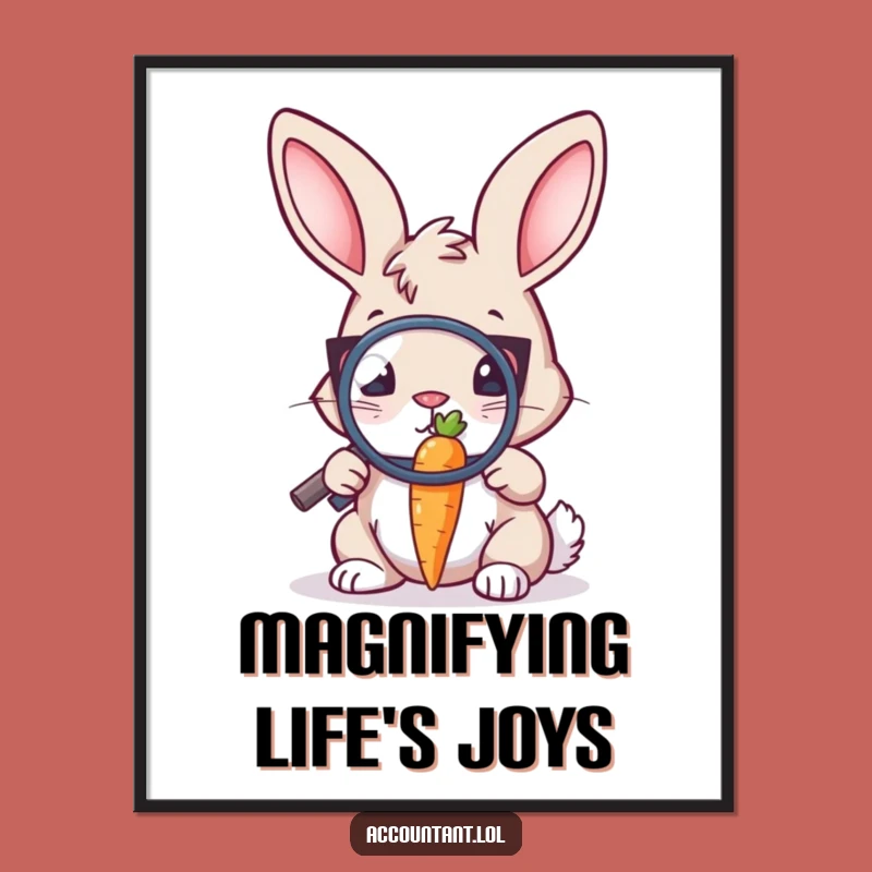 Funny Bunny Auditor Poster - Tiny Carrot Inspection Wall Art Gift