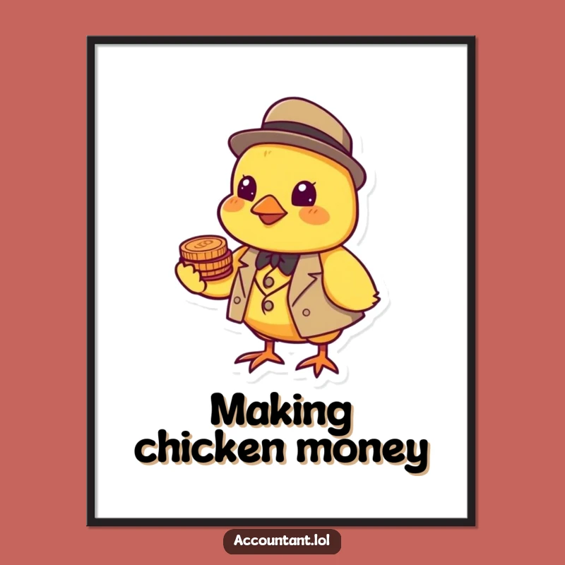 Funny Chick Investor Poster - Dapper Yellow Bird Art, Hilarious Wall Decor Gift Idea