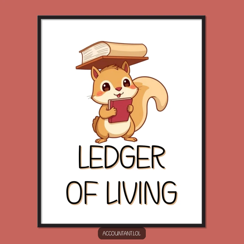 Funny Squirrel Ledger Poster: Determined Art - Wall Decor!