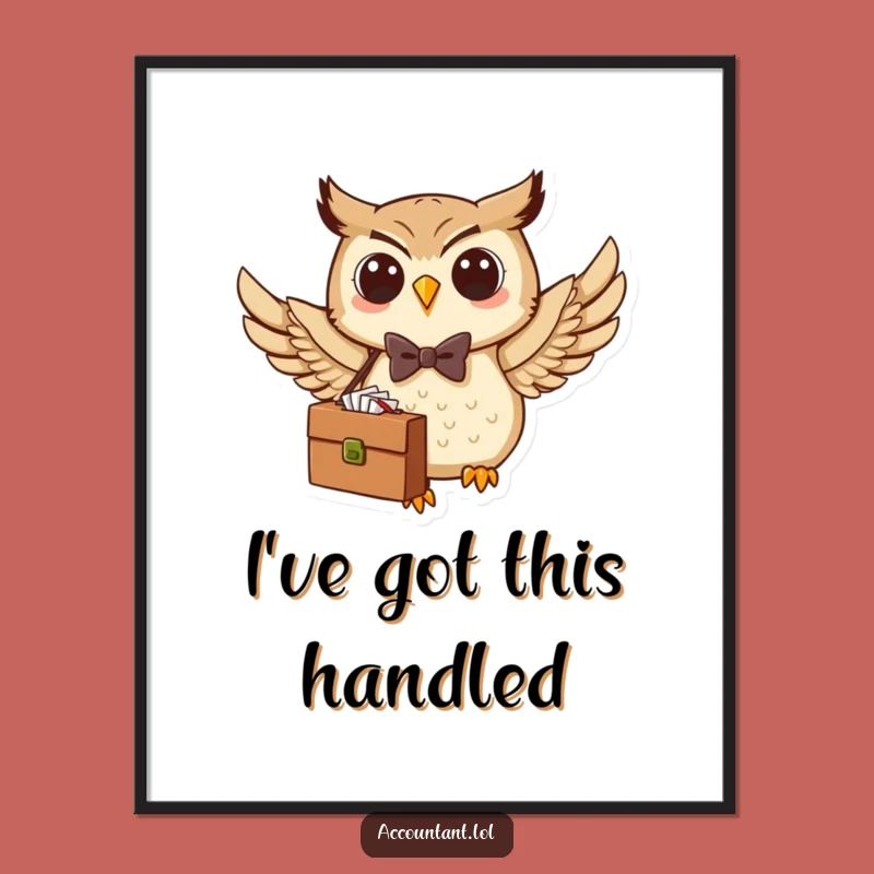 Funny Owl Flying Poster: Dapper Executive Owl Art for Wall Decor