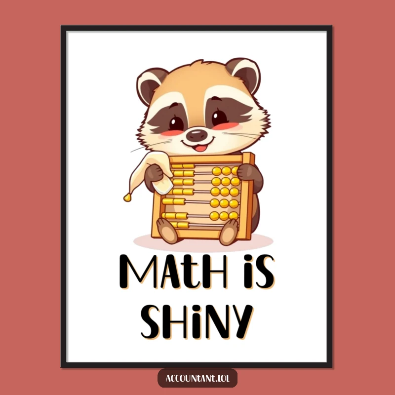 Funny Badger Abacus Poster: Whimsical Numbers & Humor Art
