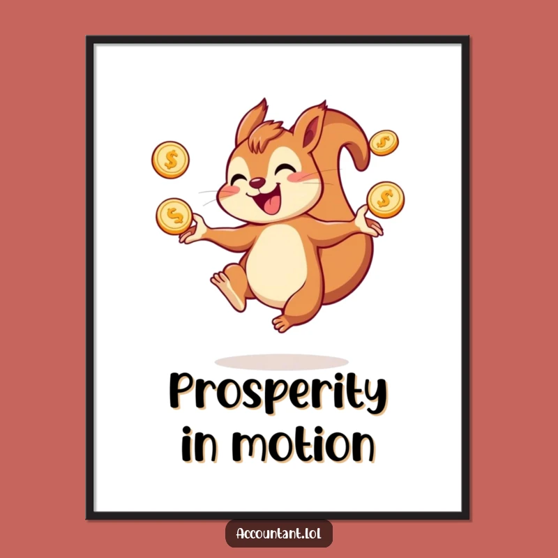 Funny Squirrel Juggling Poster: Art That Sparkles with Joy