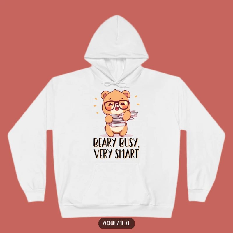 Funny Bear Office Hoodie: Cozy Tiny Glasses Bear Sweatshirt, Great Gift