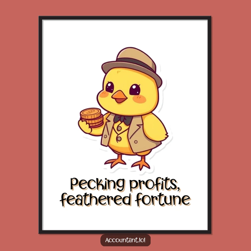 Free Printable Funny Chick Wall Art - Dapper Decor with a Coin-Balancing Twist